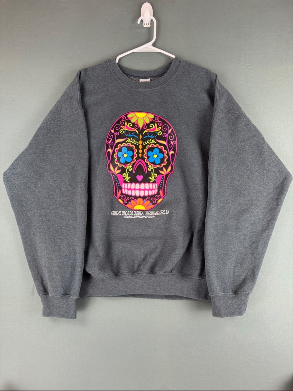 Dia De Los Muerto Gray Sugar Skull Graphic Sweatshirt